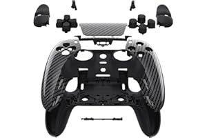 eXtremeRate Full Set Shell with Buttons Touchpad Cover Compatible with p s-5 Edge Controller, Graphite Carbon Fiber Replaceme