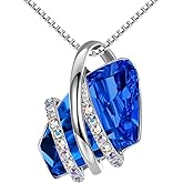 Leafael Wish Stone Pendant Necklace with Birthstone Crystal, 18K Rose Gold Plated/Silvertone, 18