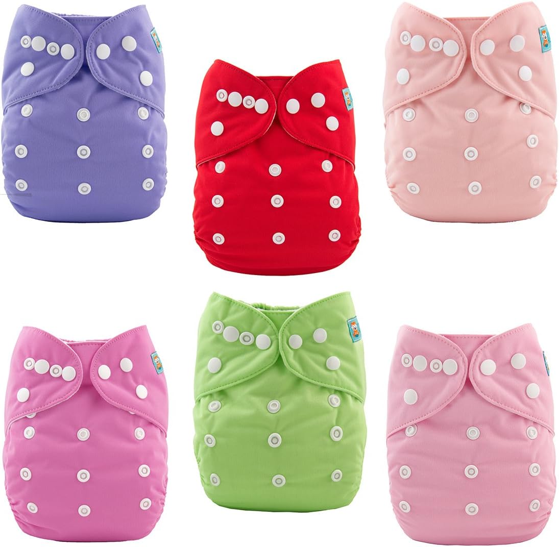 ALVABABY Baby Cloth Diapers 6 Pack with 12 Inserts Adjustable Washable and Reusable Pocket Diapers for Baby Girls 6BM88 : Baby Diaper Covers : Baby