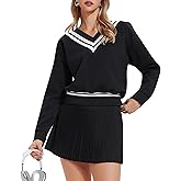 AFZ Two Piece Tennis Sets for Women Casual Sweatshirt Skirt Set Long Sleeve Golf Sweatsuits Athletic Tennis Outfits