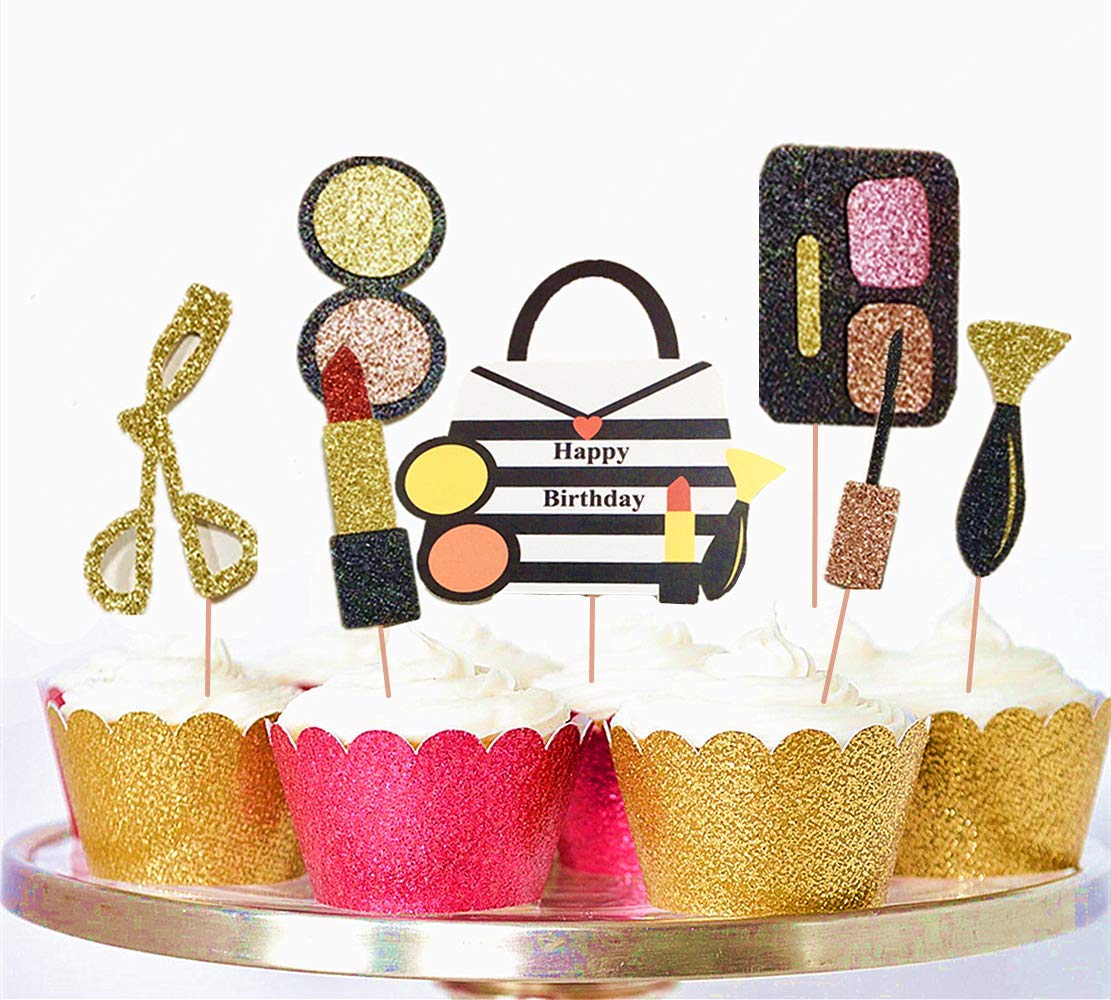 Buy Set of 28 JeVenis Make Up Cupcake Toppers Spa Cupcake Toppers