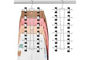 DOIOWN 6-Tier Baby Hangers with Clips - Space Saving Kids Pants Hangers for Babies & Kids Pant,Skirt,Clothe,Adjustable Stainless Steel Toddler Clothes Hanger for Newborn Children Closet Organization