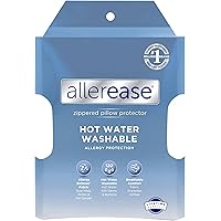 AllerEase Hot Water Wash Breathable Advanced Protection Machine Washable Durable Zippered Pillow Protector, Standard/Queen Si