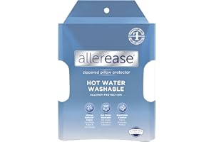 ALLER-EASE AllerEase Hot Water Wash Breathable Advanced Protection Machine Washable Durable Zippered Pillow Protector, Standard/Queen Size 2 Pack, White