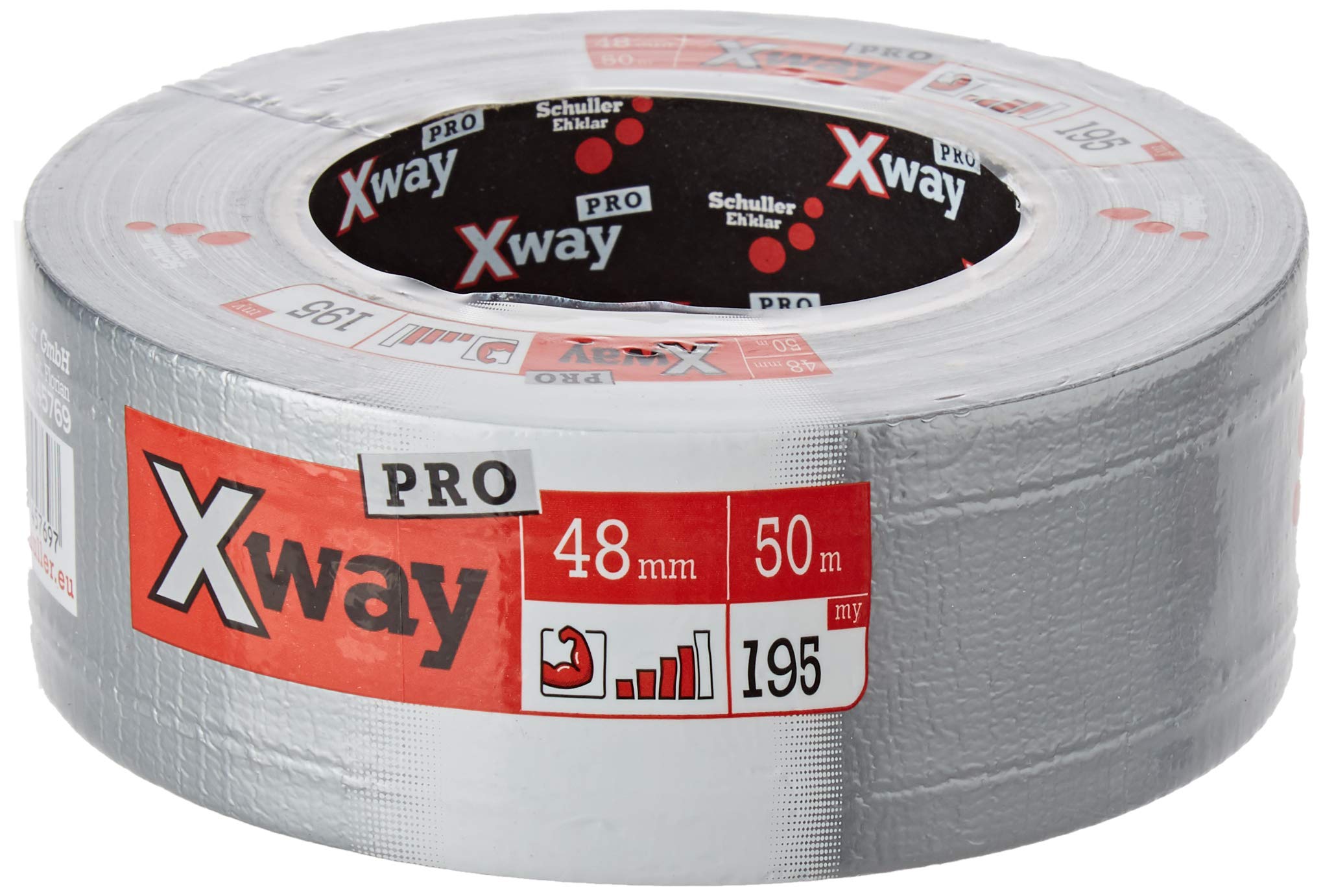 Schuller Eh'klar X-Way Fabric Tape Professional 48 mm x 50 m, Pack of 1, Silver, 45769
