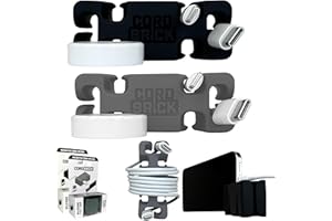 CordBrick Stocking Stuffers for Adults Cord Management Weighted Cord Holder Cable Wrap Phone Stand - Multiuse Gadget Organizer for Nightstand, Desk. Gift for Men, Durable Silicone. 2pk Black/Gray