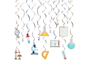LINGTEER Science Hanging Swirls Streamers Chemistry Laboratory Erlenmeyer Flask Prop Sign Party Decorations