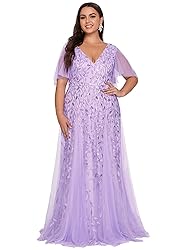 Ever-Pretty Womens Plus Size V-Neck Sequin