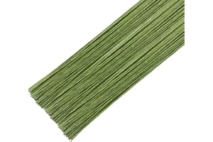 ETETEVNTT 100 Pieces 18 Gauge Green Paper Covered Floral Wire Stems for DIY Crafts, Artificial Flower Arrangements 16 inch Paper Covered Floral Stems