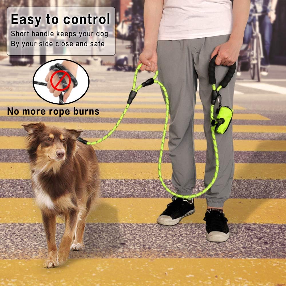 Strong Rope Dog lead 6ft Long with Two Padded Handles,Heavy Duty,Reflective Double Handle Training Dog Lead for Large Dogs or Medium Dogs,Dual Handles Leash(Green) - Image 4