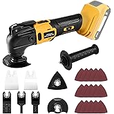 Cordless Oscillating Tool for De-Walt 20V Battery, Brushless 23 PCS Multi-Tool Kit with Auxiliary Handle for Cutting, Scrapin