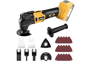 Cordless Oscillating Tool for De-Walt 20V Battery, Brushless 23 PCS Multi-Tool Kit with Auxiliary Handle for Cutting, Scrapin