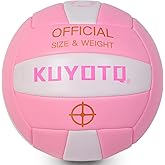 KUYOTQ Pink Outdoor Volleyball Official Size 5 Thickened Surface Soft Leather in&Outdoor Volleyball for Youth Adults,Beach Play,Game,Training(Deflated)