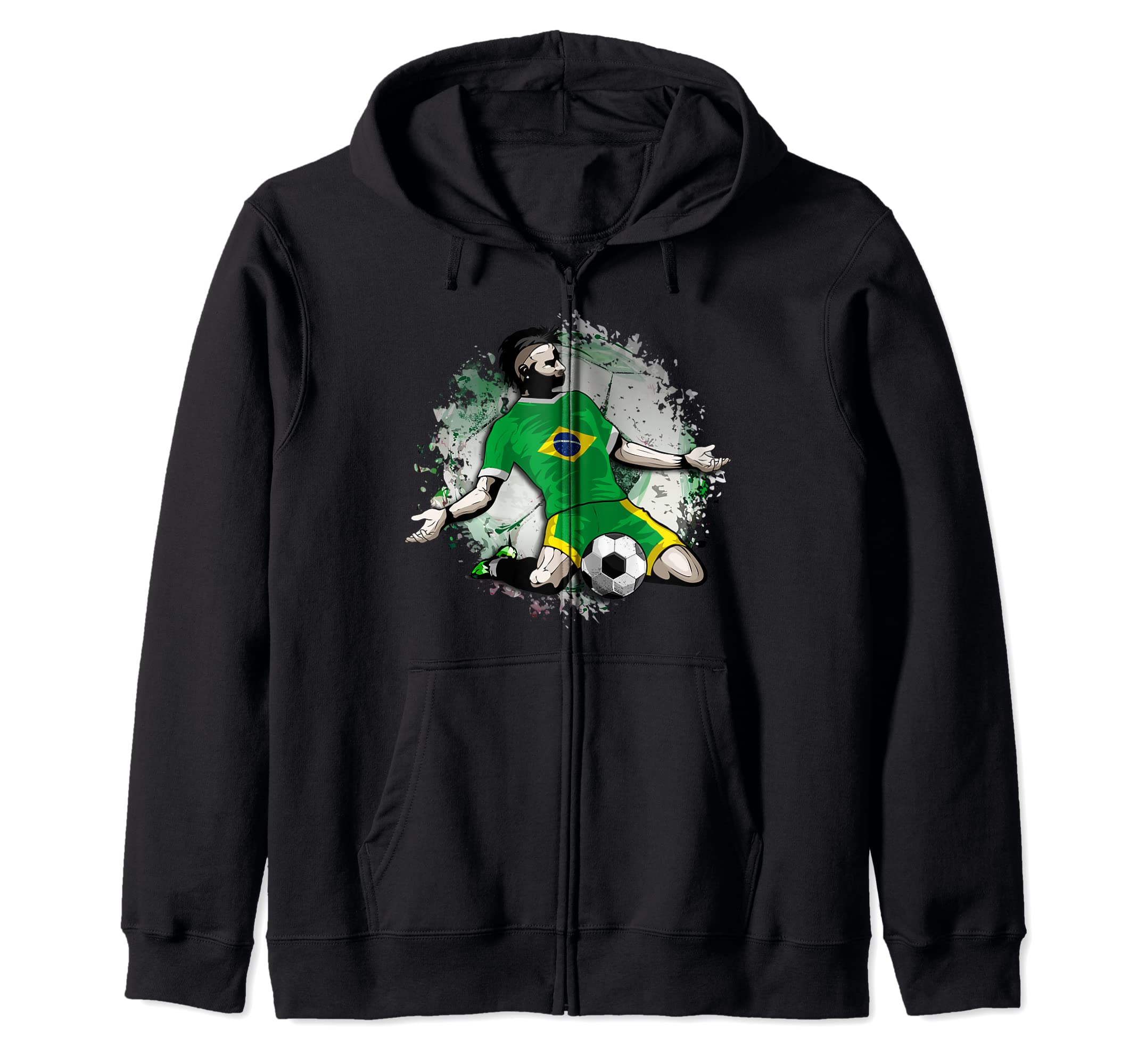 Brazil Soccer Brazilian National Flag Football Lovers Design Zip Hoodie