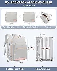 LOVEVOOK Carry on Backpack, 50L Travel Backpack