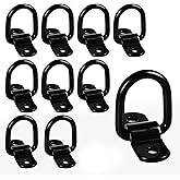 CAVO 6 PCS 1/4" Steel D-Ring Tie Down Anchors, 2400 lbs Heavy Duty Lashing Rings Kit for Trailer Pickup Van ATV SUV RV Boat Motorcycle, Cargo Surface Mount Hooks, Trucks Bed Anchors, Black
