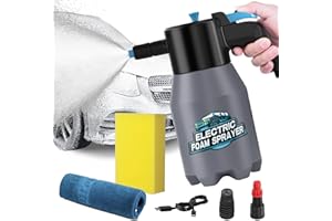 aokway Car Wash Kit Accessories Electric Foam Sprayer + Microfiber Drying Towel + Large Sponge, Car Wash Foam Gun, car Washing Kit Supplies, Soap Foaming Pump Sprayer for Home Household Cleaning