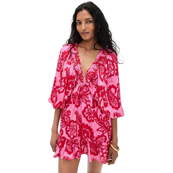 farm rio ainika flowers short sleeve mini dress Farm Rio Green Ainika Flowers Short Sleeve Mini Dress, Ainika Flowers Green / XL