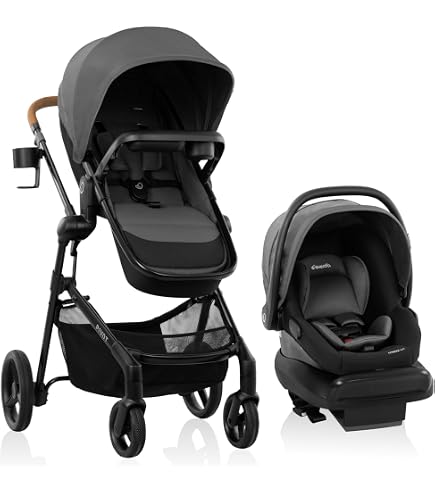 Evenflo Folio 3 Stroll and Jog Travel System with LiteMax 35 Infant Car Seat (Skyline Blue) Baby