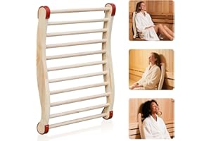Rokkuon Sauna Backrest, S-Shaped Design with All-Natural Wooden Backrest, New Upgrades Anti-Slip Rubber Sauna Backrest,Suitable for Infrared Sauna, Barrel Sauna or Tradition Sauna