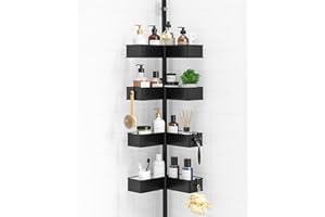 Kitsure Tension Pole Shower Caddy - Adjustable Shower Shelf with Metal Baskets, Rust-Resistant Bathroom Shower Organizer, No-