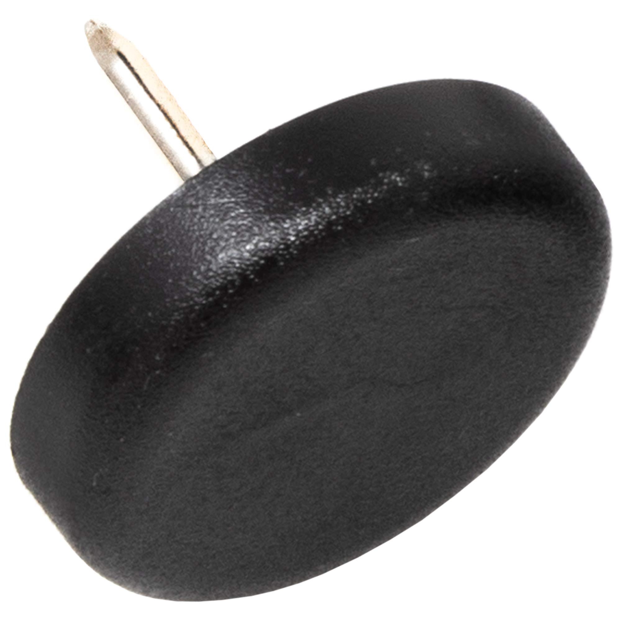 Adsamm® / 4 x Glides in plastic with nail | Ø 0,98'' (Ø 25 mm) | black | round | Premium quality furniture sliders with nail by Adsamm®