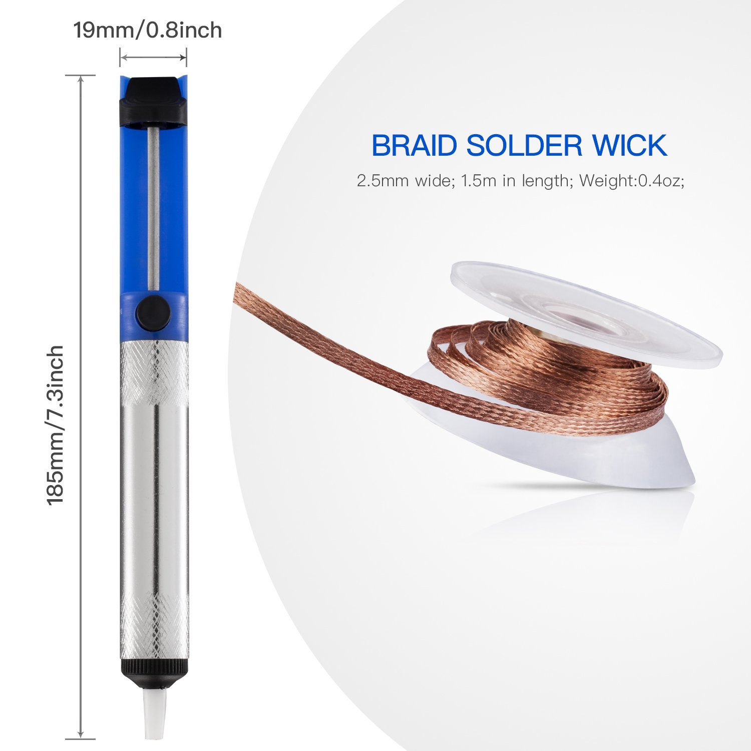 Soldering Iron Kit, Including 60W Temperature Control Soldering Iron with ON/OFF Switch, Tips, Solder Sucker, Desoldering Wick, Solder Wire, Anti-static Tweezers and Stand with Cleaning Sponge