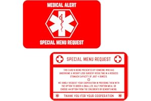 ULTRA DIET Bariatric Card for Restaurants, Special Menu Request Card, Portion Control Restaurant Request for Bariatric or Gastric Sleeve Patients, Wallet Sized, Set of 2 Cards (2, Red, 3.375in x 2.125in)