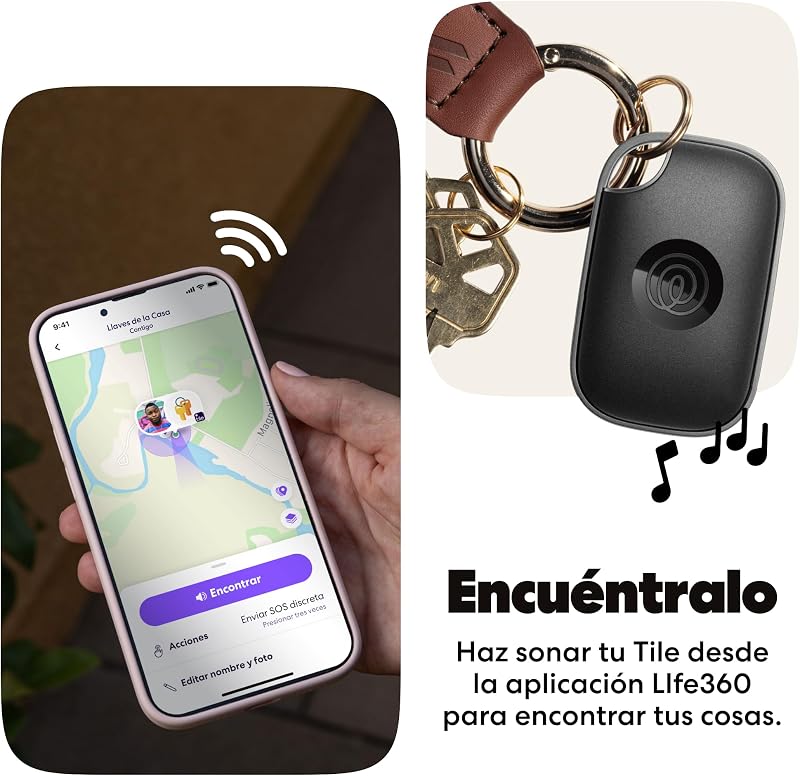 Tile Pro - Localizador Bluetooth potente, localizador de chaves e localizador de objetos para chaves, sacos e mais. Compatível com iOS e Android. Pack de 4 (Preto/Branco)