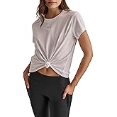 DKNY Womens Short Sleeve Crew Neck Knot Front T-Shirt
