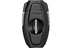 Xikar VX2 Black V-Cut Cigar Cutter with Stainless Steel Blades & Secure Lock, Clips up to 70 Ring Gauge Cigars | 64 RG Bowl Spring-Loaded Deep V-Cut Cigar Snipper | Cigar Accessories for Aficionados