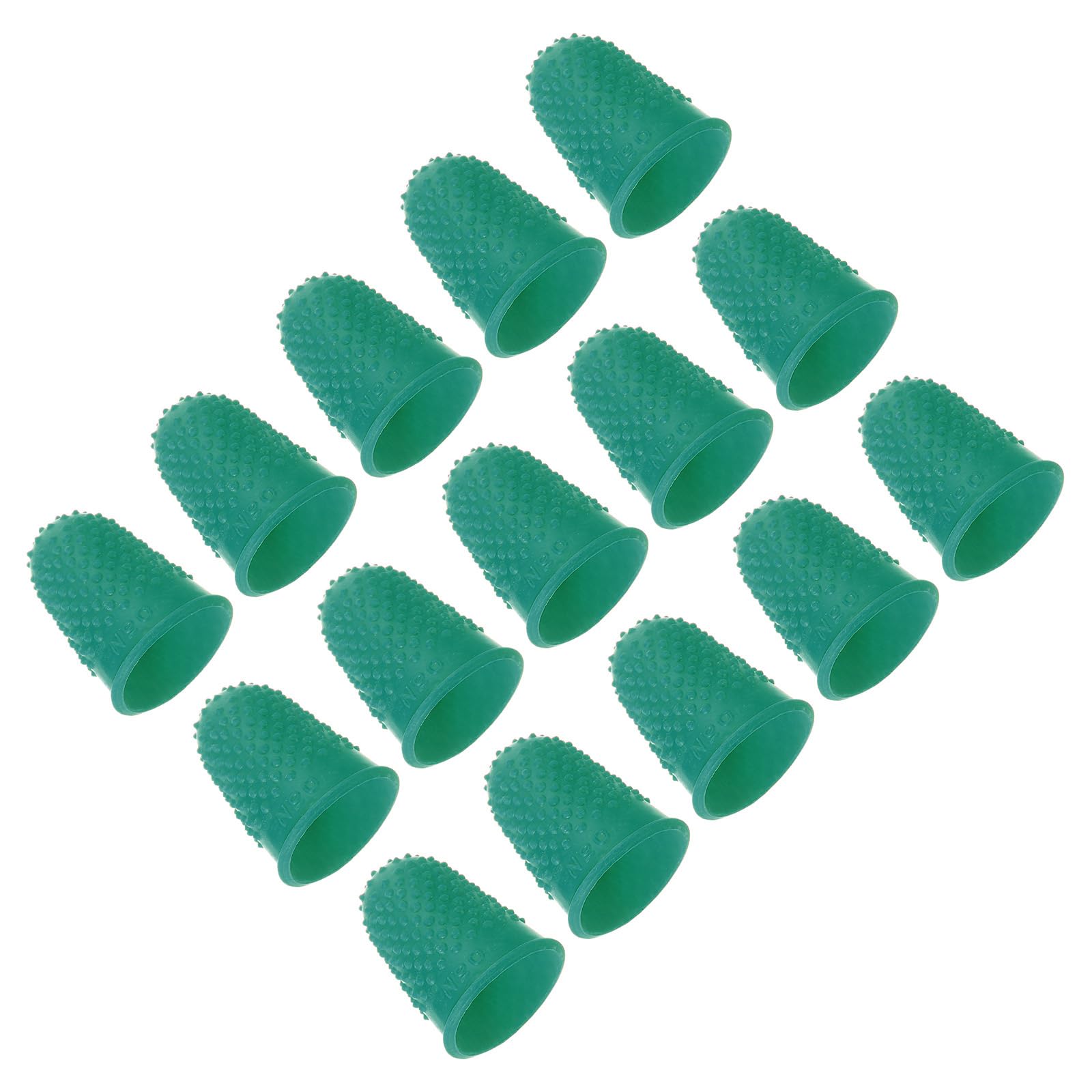 PATIKIL Rubber Finger Tips, 15 Pack Silicone Thumb Fingertip Protector Finger Cots Covers Guard Pads Thimble Grips for Office Counting Sewing, Green S Size