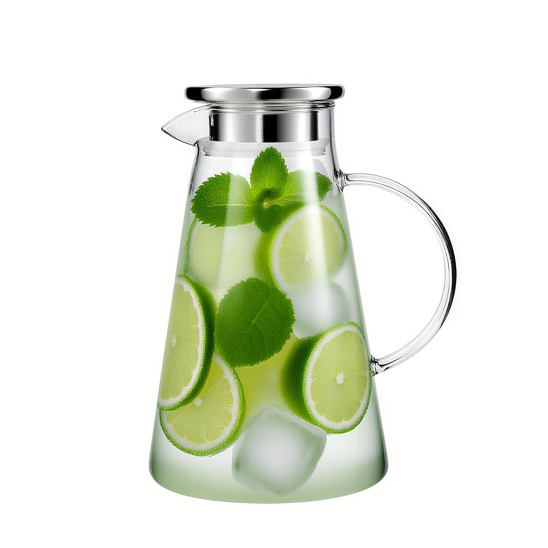 Photo 1 of 2.0 Liter / 68oz Heat Resistant Glass Pitcher with Lid and Handle – Perfect for Serving Both Hot and Cold Beverages – Iced Tea, Juice, Water, Coffee, Cold Brew – Easy to Clean