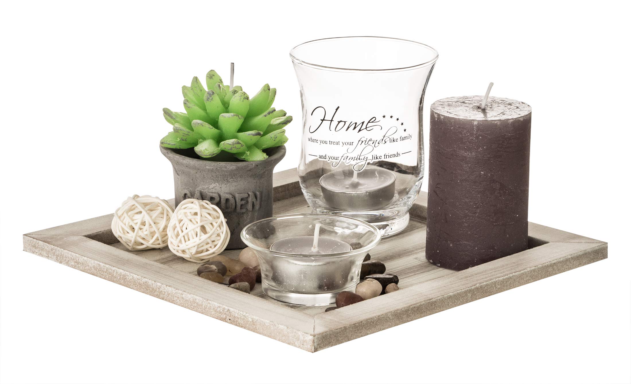 OOTB wooden plate tea light gift set