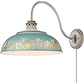 Golden Lighting -Kinsley 1-Light Swing Arm in Aged Galvanized Steel and Antique Teal- Light Fixture, Sconces Wall Lighting, W