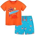 Bumeex Toddler Boy's Cotton Short Sleeve T-Shirt and Short Set 2-7Y