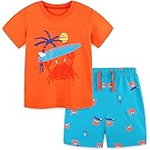 Bumeex Toddler Boy's Cotton Short Sleeve T-Shirt and Short Set 1-7Y