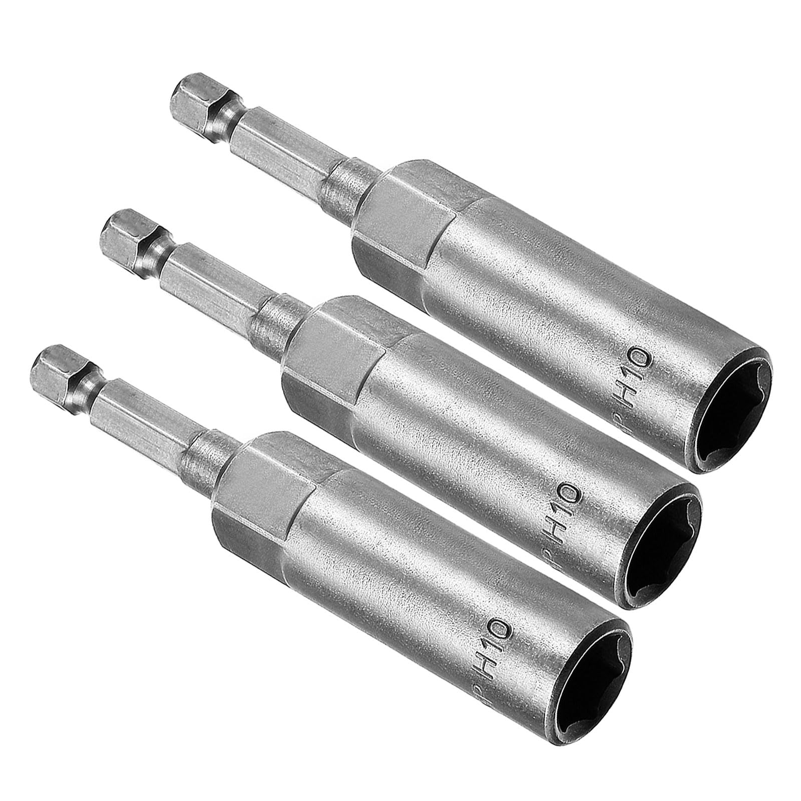 CoCud Quick-Change Nut Setter Driver Bit, 10mm Metric 80mm Length 1/4" Shank, CR-V No-Magnetic Straight Shank Setter Drill Bits - (Applications: for Auto Repair) - 3pieces