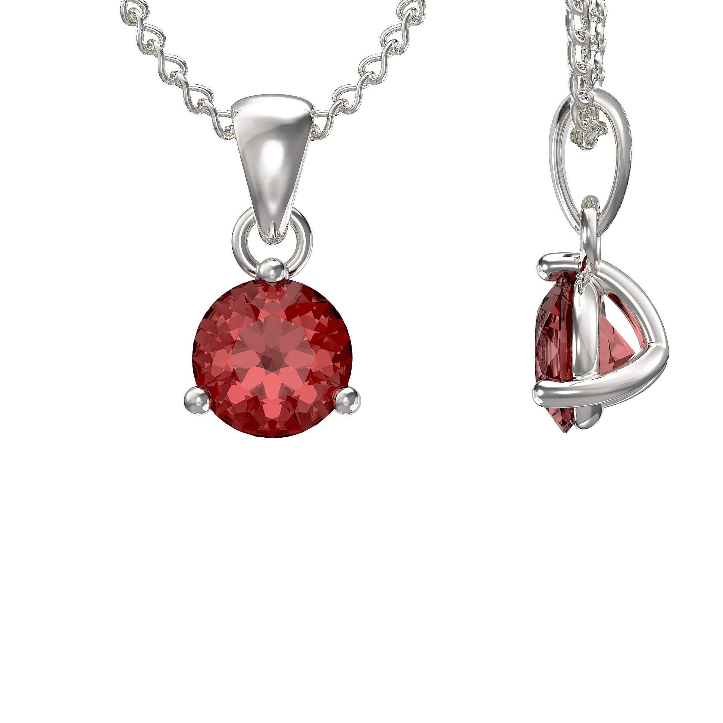 Aeon Birthstone Necklace - January Red Garnet | 925 Sterling Silver & Cubic Zirconia | Polishing Cloth Included | Jewellery Gifts