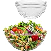 BESTVIP 4 Pack 150 Ounce Clear Plastic Serving Bowls, Disposable 11.6" Party Bowls for Chips/Salad/Candy/Snacks, Stackable Buffet Containers for Christmas, Holiday, Weddings, Showers/Events, Reusable