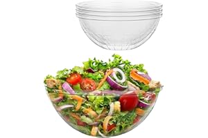 BESTVIP 4 Pack 150 Ounce Clear Plastic Serving Bowls, Disposable 11.6" Party Bowls for Chips/Salad/Candy/Snacks, Stackable Buffet Containers for Christmas, Holiday, Weddings, Showers/Events, Reusable