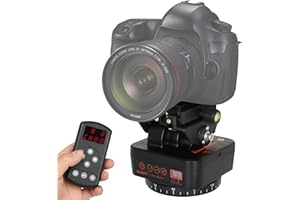 NULBOFU Tripod Head, Motorized Remote Control Rotating Panoramic Pan Tilt Head for DSLR Cameras, Camcorders, Smartphones, Tripod with Remote Control and Mobile Phone Clip