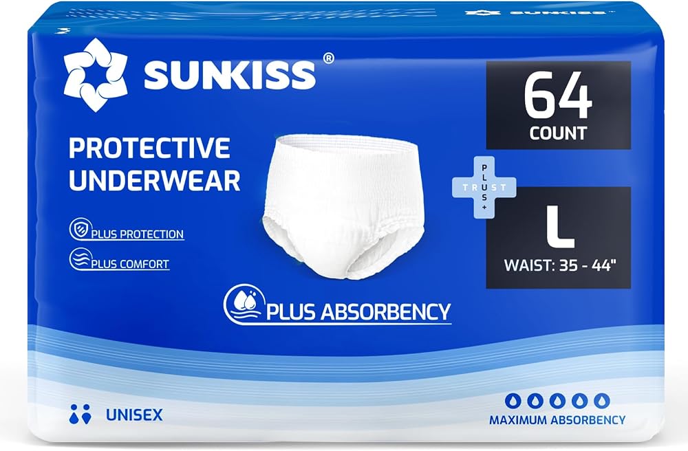 SUNKISS TrustPlus Incontinence Pants Large 64 Count 4x16 Disposables