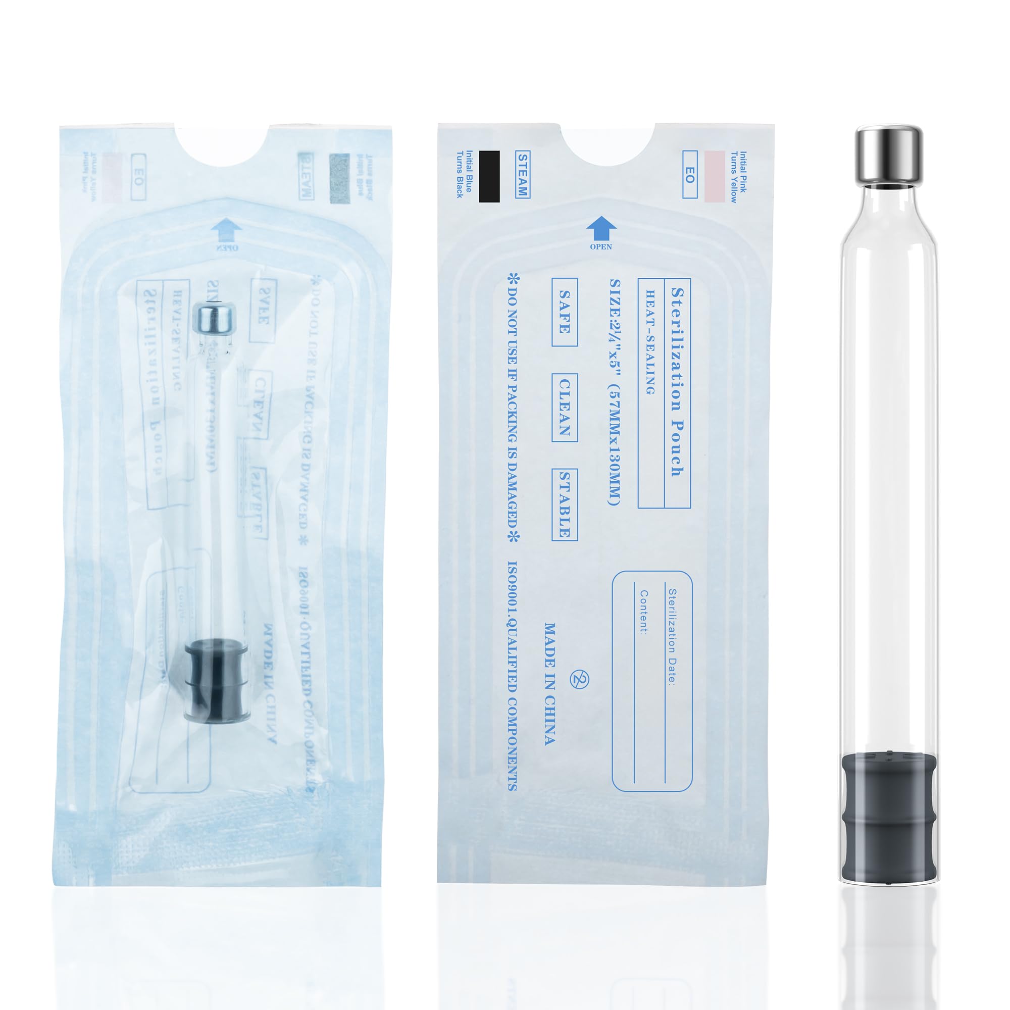 Photo 1 of 1.8mL Pen Cartridge, 1.8cc Glass Cartridges for Peptide, Portable for Injection Pens, Individually Packaged, Steam Sterilized, with Rubber Stopper, 50Pack