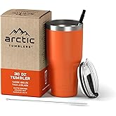 Arctic Tumblers | 30 oz Orange Insulated Tumbler with Straw & Cleaner - Retains Temperature up to 24hrs - Non-Spill Splash Proof Lid, Double Wall Vacuum Technology, BPA Free & Built to Last