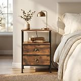HOOBRO Bedside Table with Charging Station Rustic Brown & Black EBF110KBZ01 view 4