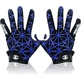 hisptgo Youth Football Gloves, Sticky Silicone American Football Receiver Gloves, Super Grip Rugby Gloves Comfortable Fit for Youth & Kids