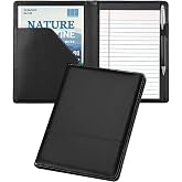 Konper Classic Padfolio/Junior Portfolio Folder Case, Business A5 Binder Organizer Notepad for Men Women, 5 x 8 Writing Pad Included,Black.