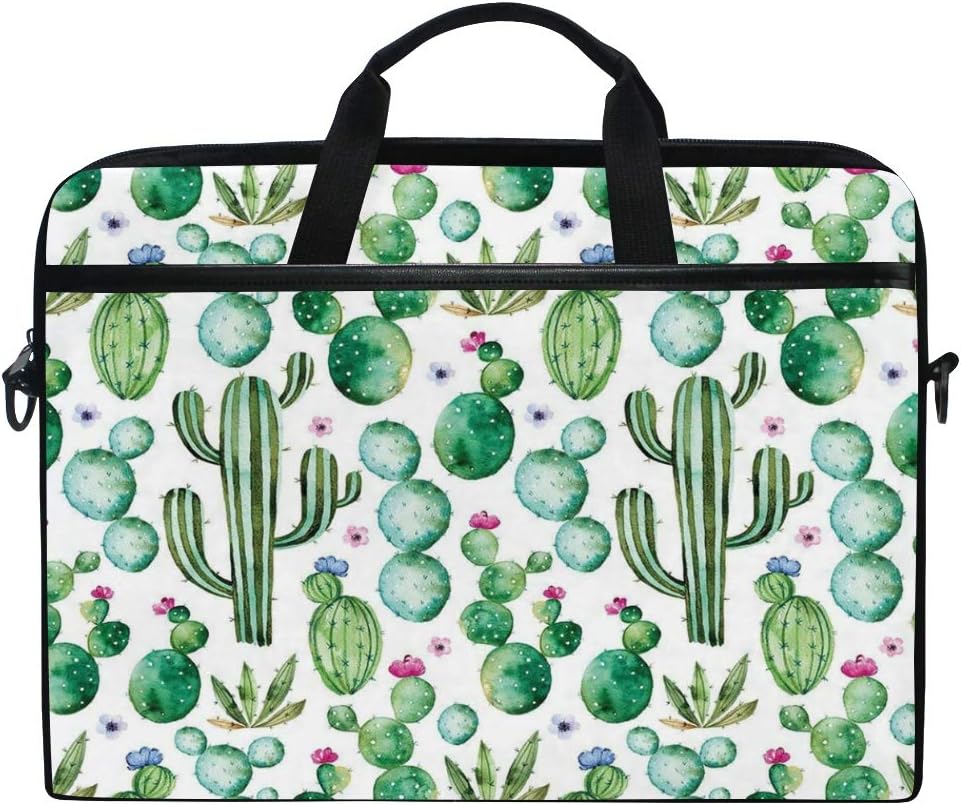 LIASDIVA Laptop Bag,Mexican Texas Cactus Plants Spikes Cartoon Like,Multi-Functional Laptop Shoulder Messenger Bag for MacBook 15-15.4 inch Notebook for Men Women