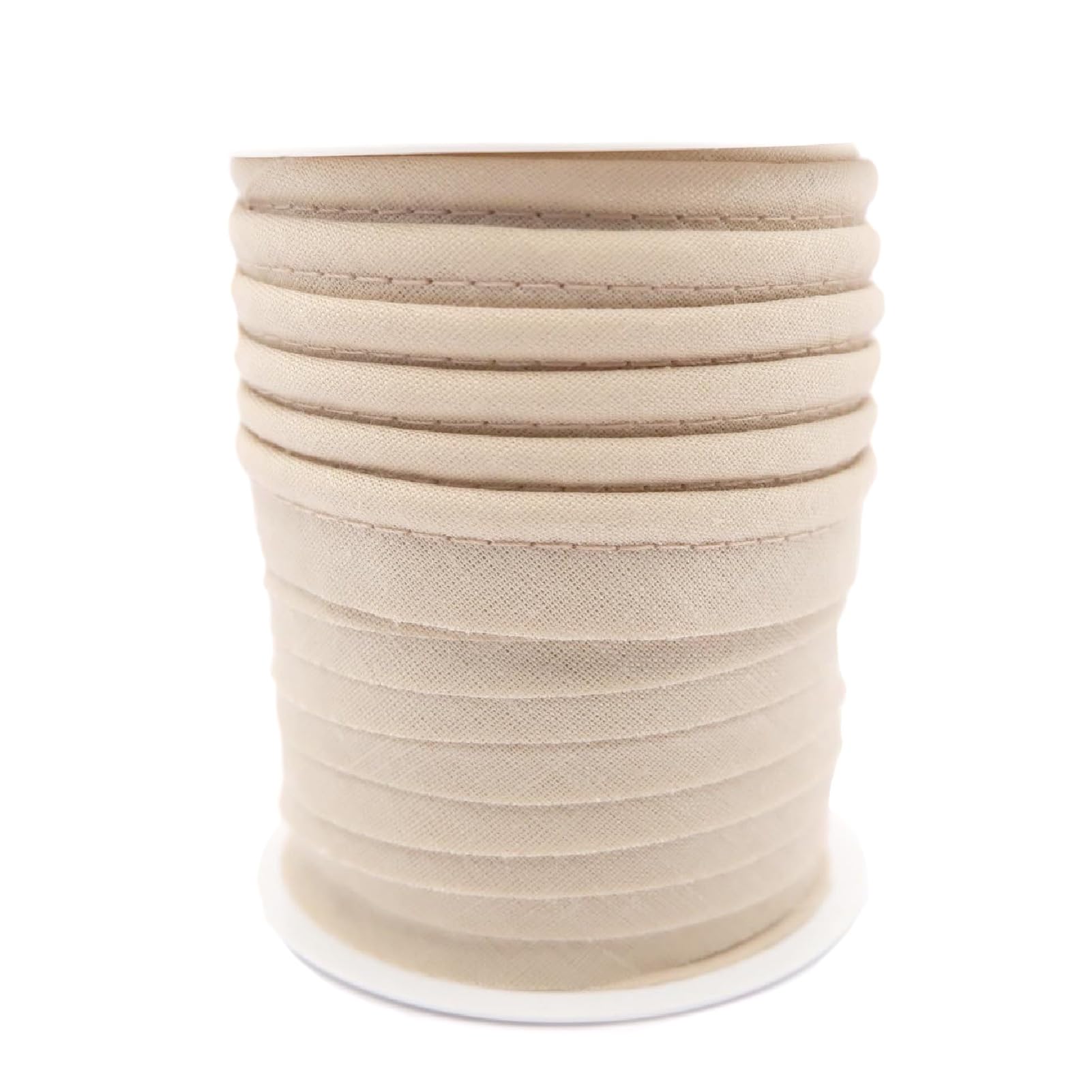 TEXTEX = Piping for Sewing, Decoration, and Crafts. Composition 50% Cotton and 50% Polyester. Total Width of 15mm, Cord of 5mm, and Flap of 10mm. 10 Meter Reel - (Beige)